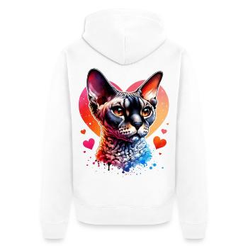 Devon Rex - Unisex Premium Bio Zip Hoodie - Weiß - Hinten - Thijin (182cm)