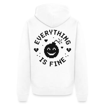 EVERYTHING IS FINE lustiger Spruch - Unisex Premium Bio Zip Hoodie - Weiß - Hinten - Thijin (182cm)