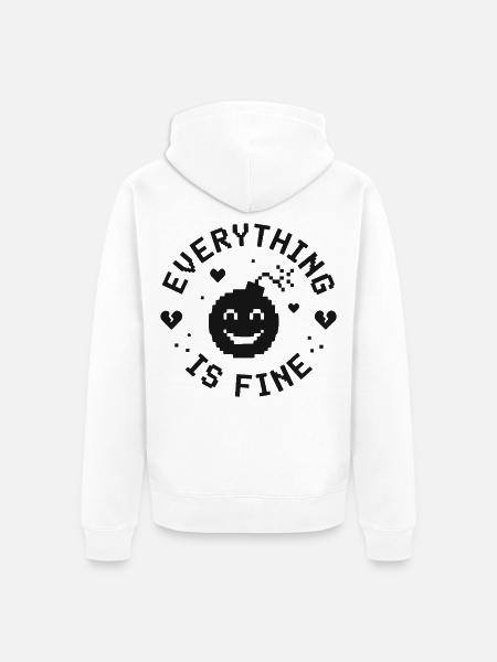 EVERYTHING IS FINE lustiger Spruch - Unisex Premium Bio Zip Hoodie - Weiß