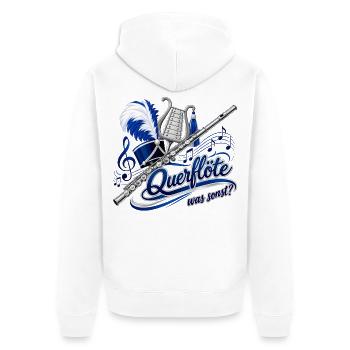 Querflöte was sonst - Unisex Premium Bio Zip Hoodie - Weiß - Hinten - Thijin (182cm)