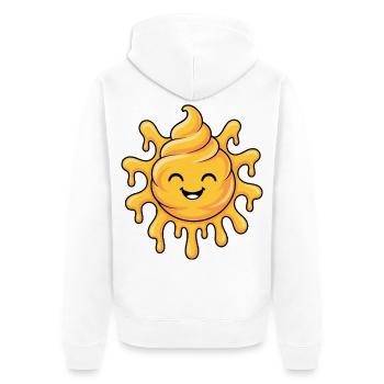 Soft-Serve Sun – Melting Sunshine - Unisex Premium Bio Zip Hoodie - Weiß - Hinten - Thijin (182cm)
