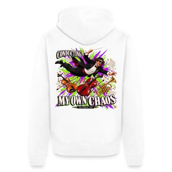 Lustiges Dirigentengeschenk – Mein eigenes Chaos dirigieren - Unisex Premium Bio Zip Hoodie - Weiß - Hinten - Thijin (182cm)