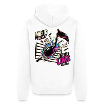 Lustiges Musikgeschenk – Musik bleibt nicht in den Linien - Unisex Premium Bio Zip Hoodie - Weiß - Hinten - Thijin (182cm)