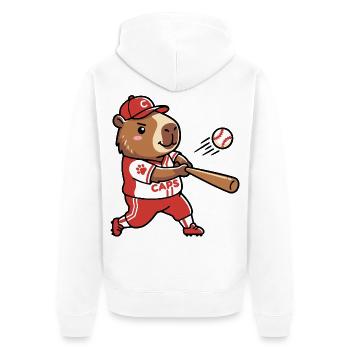 Niedliche Capybara-Baseballspieler-Sportästhetik - Unisex Premium Bio Zip Hoodie - Weiß - Hinten - Thijin (182cm)
