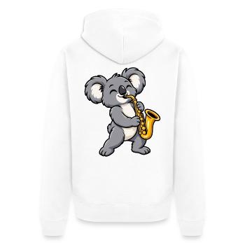 Koala mit Saxophon - Unisex Premium Bio Zip Hoodie - Weiß - Hinten - Thijin (182cm)