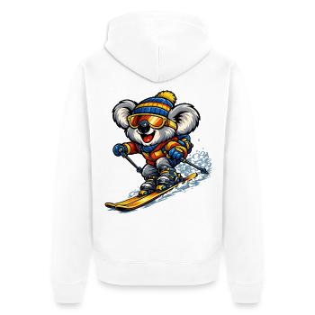 Koala beim Skifahren - Unisex Premium Bio Zip Hoodie - Weiß - Hinten - Thijin (182cm)