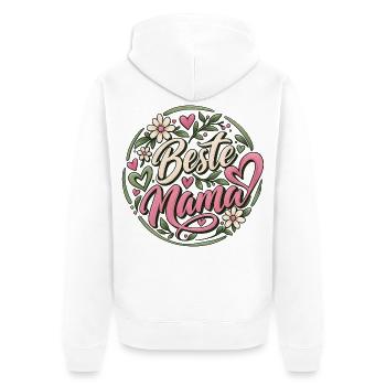 Muttertag beste Mama - Mama ist die Beste Muddi - Unisex Premium Bio Zip Hoodie - Weiß - Hinten - Thijin (182cm)