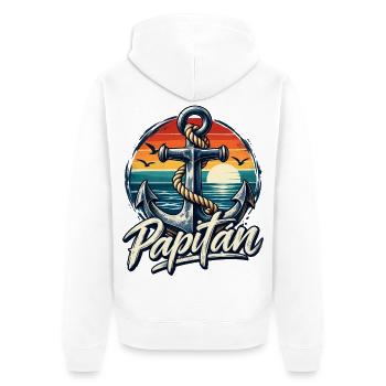 Vatertag Papitän - Papa ist der Beste Boot fahren - Unisex Premium Bio Zip Hoodie - Weiß - Hinten - Thijin (182cm)