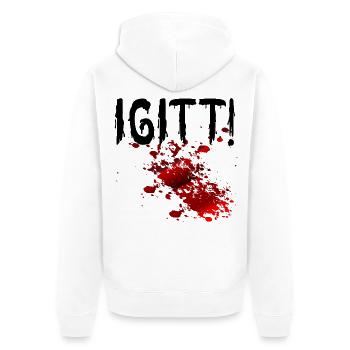 Halloween Blutflecken Igitt - Unisex Premium Bio Zip Hoodie - Weiß - Hinten - Thijin (182cm)