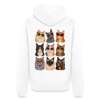 Retro Cats Sunglasses Groovy 70s Cat Mom Gift - Unisex Premium Bio Zip Hoodie - Weiß - Hinten - Thijin (182cm)
