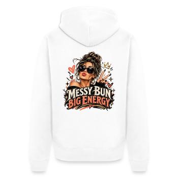 Große Energie - Unisex Premium Bio Zip Hoodie - Weiß - Hinten - Thijin (182cm)