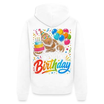 Bigfoot Geburtstag Fiesta - Unisex Premium Bio Zip Hoodie - Weiß - Hinten - Thijin (182cm)
