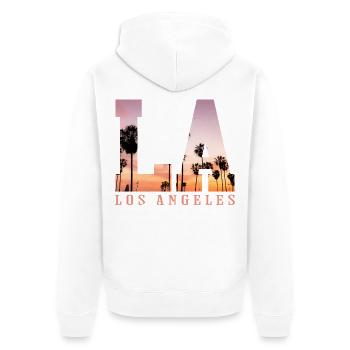 Los Angeles Sunset Palms  - Unisex Premium Bio Zip Hoodie - Weiß - Hinten - Thijin (182cm)