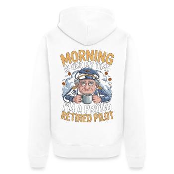 Retired Pilot Morning Is Not My Aviation Training - Unisex Premium Bio Zip Hoodie - Weiß - Hinten - Thijin (182cm)