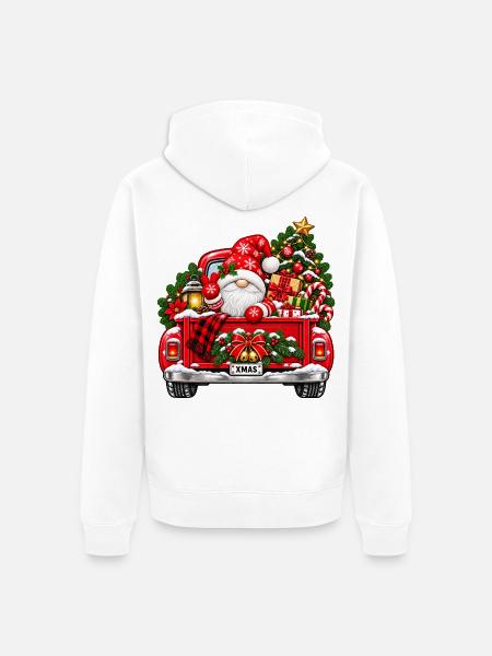 Zwerg im Pickup - Unisex Premium Bio Zip Hoodie - Weiß