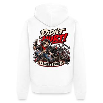 Hat nicht geschadet – Biker's Pride Motorrad-Humor - Unisex Premium Bio Zip Hoodie - Weiß - Hinten - Thijin (182cm)