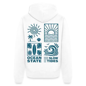 Sonnenuntergang am Ozean Muster - Unisex Premium Bio Zip Hoodie - Weiß - Hinten - Thijin (182cm)