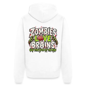 Das Zombie-Menü. - Unisex Premium Bio Zip Hoodie - Weiß - Hinten - Thijin (182cm)