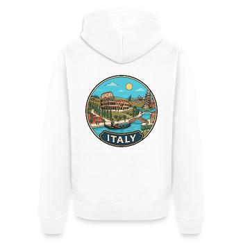 Italien Reiseabzeichen Kolosseum Schiefer Turm Pisa - Unisex Premium Bio Zip Hoodie - Weiß - Hinten - Thijin (182cm)