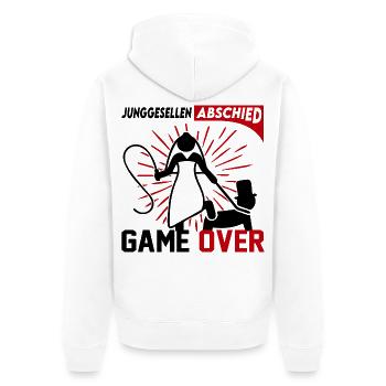 Junggesellenabschied Game Over Mann Frau Party - Unisex Premium Bio Zip Hoodie - Weiß - Hinten - Thijin (182cm)