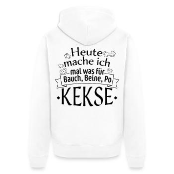 Bauch, Beine und Po (Kekse) - Unisex Premium Bio Zip Hoodie - Weiß - Hinten - Thijin (182cm)