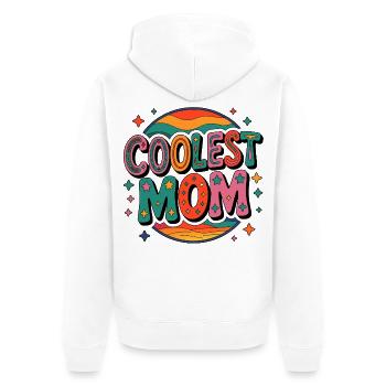 Coolest Mom Retro - Unisex Premium Bio Zip Hoodie - Weiß - Hinten - Thijin (182cm)