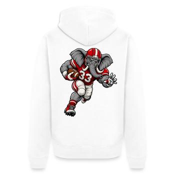 Elefant beim American Football - Unisex Premium Bio Zip Hoodie - Weiß - Hinten - Thijin (182cm)