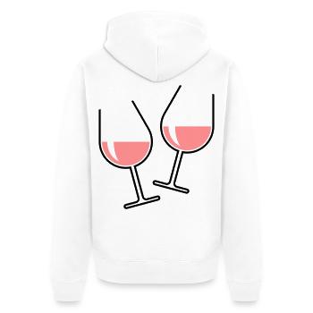 2 Roséweingläser Prosten Zu, Wein Bauchig Offen 2C - Unisex Premium Bio Zip Hoodie - Weiß - Hinten - Thijin (182cm)