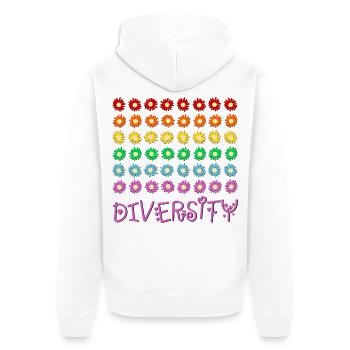 Diversity-Regenbogen - Unisex Premium Bio Zip Hoodie - Weiß - Hinten - Thijin (182cm)