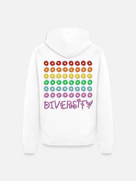 Diversity-Regenbogen - Unisex Premium Bio Zip Hoodie - Weiß