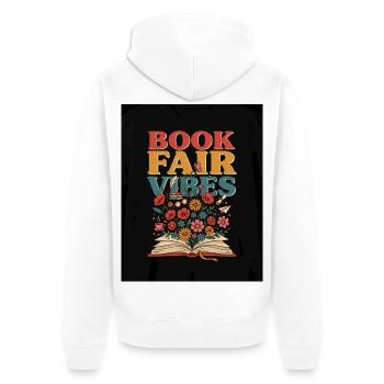 Buchmesse-Vibes - Unisex Premium Bio Zip Hoodie - Weiß - Hinten - Thijin (182cm)