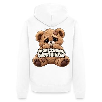 Professioneller Grübler Bär - Unisex Premium Bio Zip Hoodie - Weiß - Hinten - Thijin (182cm)