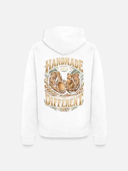 Holzschnitzerei Schnitzen Holzschnitzen - Unisex Premium Bio Zip Hoodie - Weiß