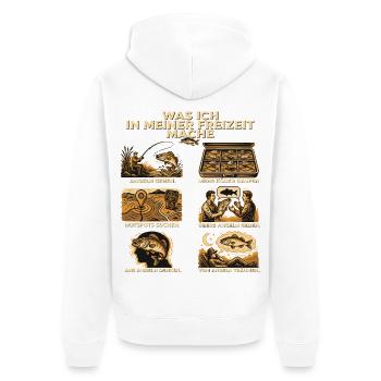 Was ich in meiner Freizeit mache - Unisex Premium Bio Zip Hoodie - Weiß - Hinten - Thijin (182cm)