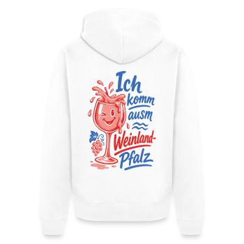 Wein Ich Komm Ausm Weinland Pfalz Rotwein - Unisex Premium Bio Zip Hoodie - Weiß - Hinten - Thijin (182cm)