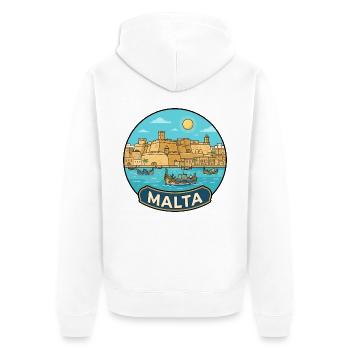Malta Reiseabzeichen Valletta Harbor Luzzu Boot - Unisex Premium Bio Zip Hoodie - Weiß - Hinten - Thijin (182cm)