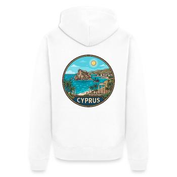 Zypern-Reiseabzeichen Aphrodite-Felsen Mittelmeerraum - Unisex Premium Bio Zip Hoodie - Weiß - Hinten - Thijin (182cm)