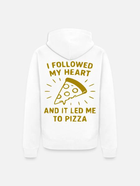 Herz folgt der Pizza - Unisex Premium Bio Zip Hoodie - Weiß