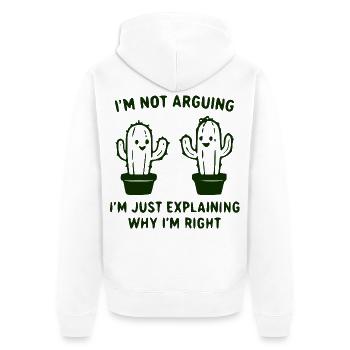 Ich erkläre es: Kaktuswitz - Unisex Premium Bio Zip Hoodie - Weiß - Hinten - Thijin (182cm)