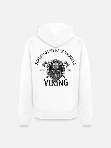 Viking Skull Krieger Emblem - Unisex Premium Bio Zip Hoodie - Weiß
