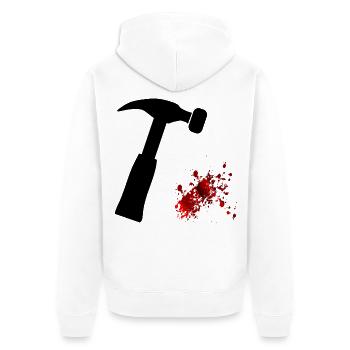 Halloween Handwerker Klauenhammer - Unisex Premium Bio Zip Hoodie - Weiß - Hinten - Thijin (182cm)