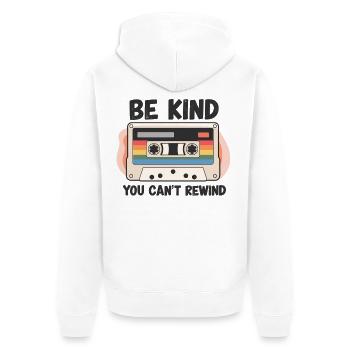 Sei FREUNDLICH, du kannst Vintage-Retro-Kassette nicht zurückspulen - Unisex Premium Bio Zip Hoodie - Weiß - Hinten - Thijin (182cm)
