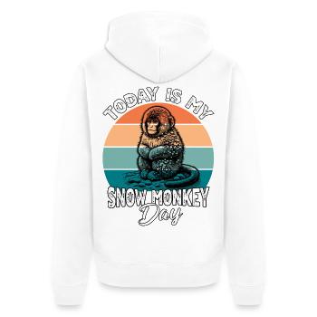 Schneeaffe Snow Monkey - Unisex Premium Bio Zip Hoodie - Weiß - Hinten - Thijin (182cm)
