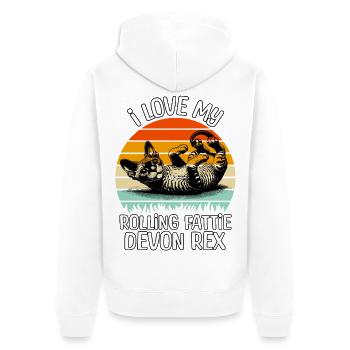 Lustige Devon Rex - Unisex Premium Bio Zip Hoodie - Weiß - Hinten - Thijin (182cm)