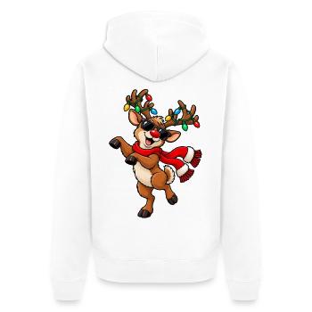 Weihnachten Rentier Rudolph Lustig Geschenkidee - Unisex Premium Bio Zip Hoodie - Weiß - Hinten - Thijin (182cm)