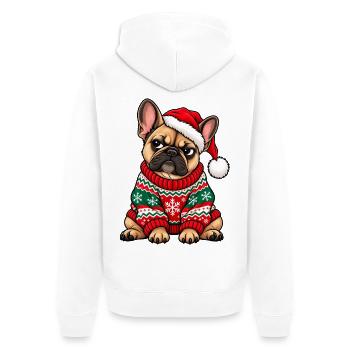 Weihnachten Bulldogge Frenchie Hund Geschenk - Unisex Premium Bio Zip Hoodie - Weiß - Hinten - Thijin (182cm)