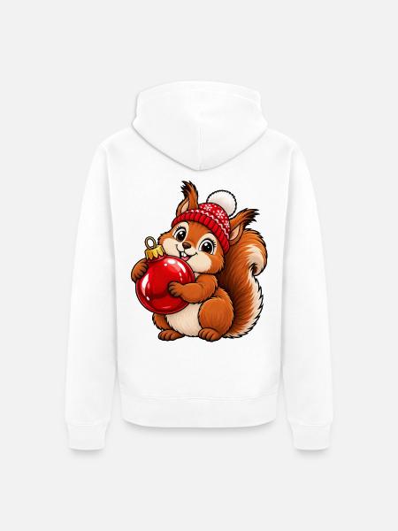 Weihnachten Eichhörnchen Kugel Geschenkidee - Unisex Premium Bio Zip Hoodie - Weiß