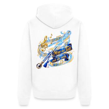 Stabführer - Möge der Takt mit dir sein - Unisex Premium Bio Zip Hoodie - Weiß - Hinten - Thijin (182cm)