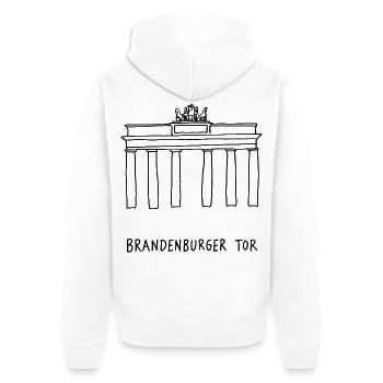 Brandenburger Tor Berlin - Unisex Premium Bio Zip Hoodie - Weiß - Hinten - Thijin (182cm)