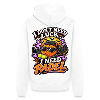 I Need Padel - Padel Spruch - Unisex Premium Bio Zip Hoodie - Weiß - Hinten - Thijin (182cm)
